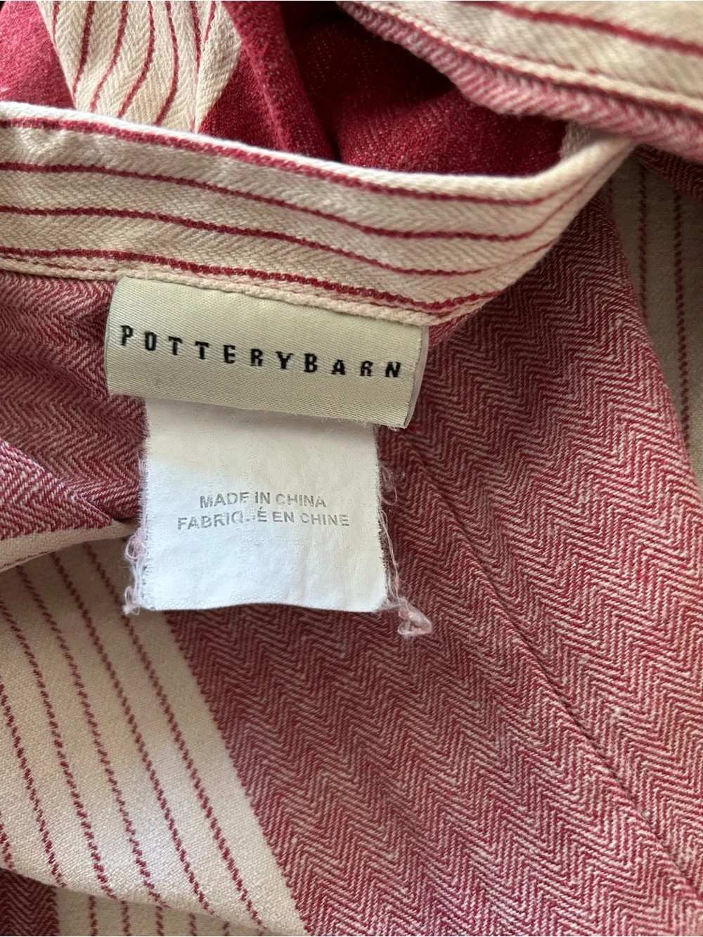 Pottery Barn Red and Cream Striped 2 Euro Shams